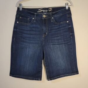 Seven7 (Women's 10) Sunset Bermuda Dark Blue Denim Shorts